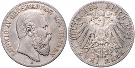 HESSEN, Ludwig IV., 1877-1892, 2 Mark 1891 A.
ss
J.70