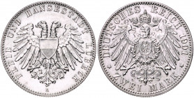 LÜBECK, Freie und Hansestadt, 2 Mark 1901 A.
f.vz
J.80