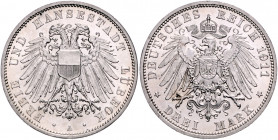 LÜBECK, Freie und Hansestadt, 3 Mark 1911 A.
st
J.82