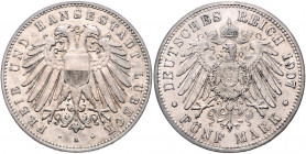 LÜBECK, Freie und Hansestadt, 5 Mark 1907 A.
f.vz
J.83