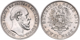 MECKLENBURG-SCHWERIN, Friedrich Franz II., 1842-1883, 2 Mark 1876 A.
vz+
J.84
