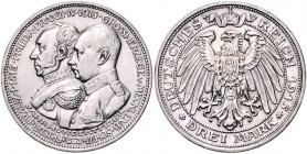 MECKLENBURG-SCHWERIN, Friedrich Franz IV., 1897-1918, 3 Mark 1915 A. 100-Jahrfeier.
f.vz
J.88