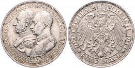MECKLENBURG-SCHWERIN, Friedrich Franz IV., 1897-1918, 5 Mark 1915 A. 100-Jahrfeier.
vz
J.89
