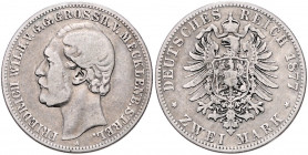 MECKLENBURG-STRELITZ, Friedrich Wilhelm, 1860-1904, 2 Mark 1877 A.
s-ss
J.90