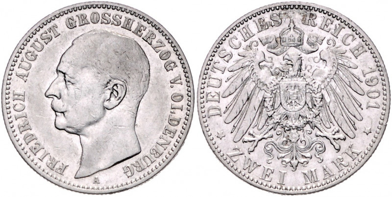 OLDENBURG, Friedrich August, 1900-1918, 2 Mark 1901 A.
ss+
J.94