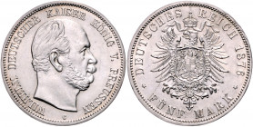 PREUSSEN, Wilhelm I., 1861-1888, 5 Mark 1876 C.
Sr., vz/st
J.97