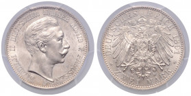 PREUSSEN, Wilhelm II., 1888-1918, 2 Mark 1891 A.
Prachtex., PCGS MS66
J.102