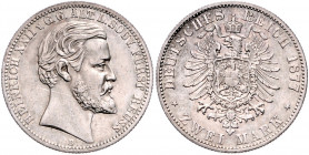 REUSS, ÄLTERE LINIE, Heinrich XXII., 1859-1902, 2 Mark 1877 B.
ss/vz
J.116
