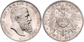 REUSS, ÄLTERE LINIE, Heinrich XXII., 1859-1902, 2 Mark 1901 A.
vz+/f.st
J.118