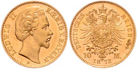 BAYERN, Ludwig II., 1864-1886, 10 Mark 1872 D.
PP
J.193