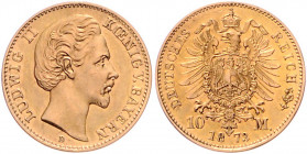 BAYERN, Ludwig II., 1864-1886, 10 Mark 1873 D.
f.st
J.193