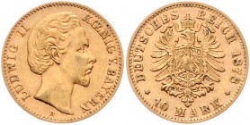 *BAYERN, Ludwig II., 1864-1886, 10 Mark 1878 D.
ss
J.196