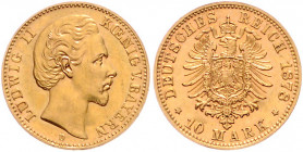 BAYERN, Ludwig II., 1864-1886, 10 Mark 1878 D.
vz-st
J.196