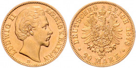 *BAYERN, Ludwig II., 1864-1886, 20 Mark 1878 D.
f.st
J.197