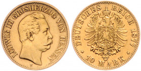 HESSEN, Ludwig III., 1848-1877, 10 Mark 1877 H.
vz
J.216
