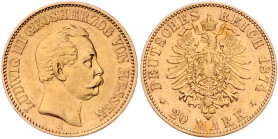 HESSEN, Ludwig III., 1848-1877, 20 Mark 1874 H.
f.vz
J.217