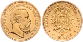 HESSEN, Ludwig IV., 1877-1892, 5 Mark 1877 H.
vz-st
J.218