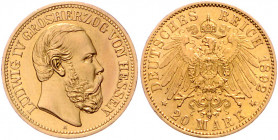 HESSEN, Ludwig IV., 1877-1892, 20 Mark 1892 A.
f.st
J.221