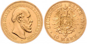 MECKLENBURG-SCHWERIN, Friedrich Franz II., 1842-1883, 10 Mark 1878 A.
vz-st
J.231
