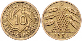 WEIMARER REPUBLIK, 1919-1933, 10 Reichspfennig 1928 G.
ss
J.317