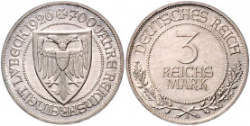 WEIMARER REPUBLIK, 1919-1933, 3 Reichsmark 1926 A. Lübeck.
ss-vz
J.323