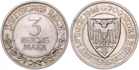 WEIMARER REPUBLIK, 1919-1933, 3 Reichsmark 1926 A. Lübeck.
berieb.PP
J.323