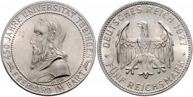 WEIMARER REPUBLIK, 1919-1933, 5 Reichsmark 1927 F. Tübingen.
st
J.329