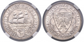 WEIMARER REPUBLIK, 1919-1933, 5 Reichsmark 1927 A. Bremerhaven.
NGC MS64
J.329