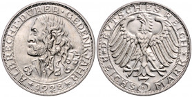 WEIMARER REPUBLIK, 1919-1933, 3 Reichsmark 1928 D. Dürer.
st
J.332