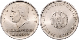 WEIMARER REPUBLIK, 1919-1933, 5 Reichsmark 1929 A. Lessing.
Prachtex. mit feiner Tönung, st
J.336