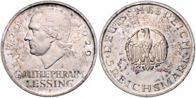 WEIMARER REPUBLIK, 1919-1933, 5 Reichsmark 1929 F. Lessing.
st
J.336