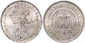 WEIMARER REPUBLIK, 1919-1933, 3 Reichsmark 1929 E. Meissen.
f.st
J.338