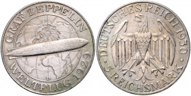 WEIMARER REPUBLIK, 1919-1933, 5 Reichsmark 1930 D. Zeppelin.
f.vz
J.343