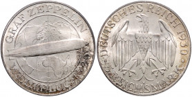 WEIMARER REPUBLIK, 1919-1933, 5 Reichsmark 1930 F. Zeppelin.
l.Patina, st
J.343