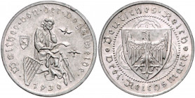 *WEIMARER REPUBLIK, 1919-1933, 3 Reichsmark 1930 G. Walther von der Vogelweide.
vz/st
J.344