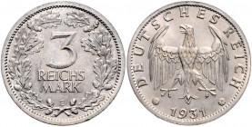 WEIMARER REPUBLIK, 1919-1933, 3 Reichsmark 1931 E.
st
J.349