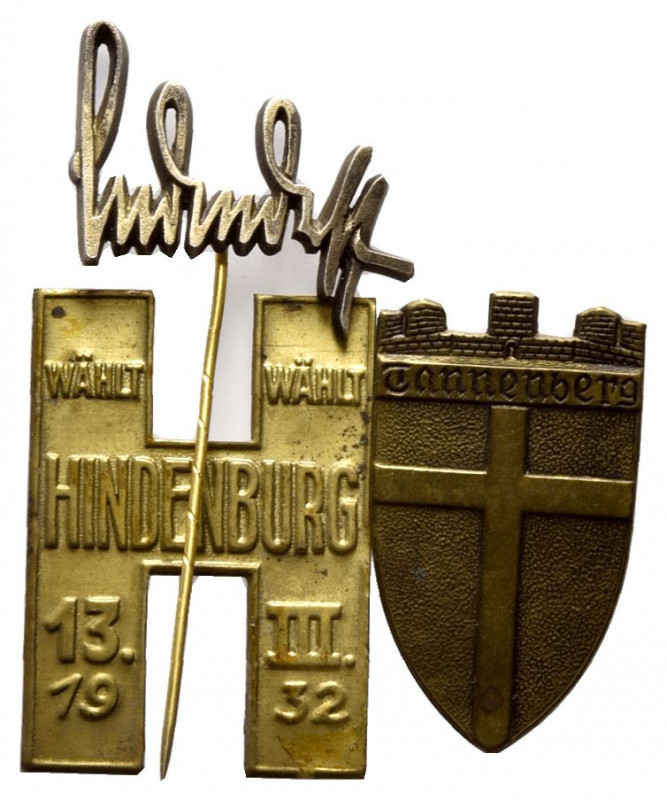 DRITTES REICH, 1933-1945, Eins. Tannenberg-Abzeichen. Burg über Wappen. 44x26mm....