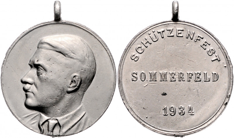 DRITTES REICH, 1933-1945, Tragb. Zinngussmed. 1934 a.d. Schützenfest in Sommerfe...