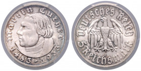 DRITTES REICH, 1933-1945, 5 Reichsmark 1933 A. Luther.
schöne Tönung, PCGS MS65
J.353