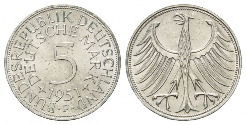 BUNDESREPUBLIK DEUTSCHLAND, 5 DM 1951 F.
prägefr.
J.387