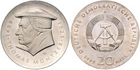DEUTSCHE DEMOKRATISCHE REPUBLIK, 1949-1991, 20 Mark 1989 A. Thomas Müntzer.
f.st
J.1624