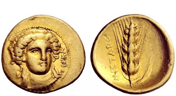 Greek Coins 
 Lucania, Metapontum 
 1/3 stater circa 290-280, AV 2.56 g. NIKA ...