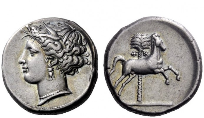 Greek Coins 
 The Carthaginians in Sicily and North Africa 
 Tetradrachm, unce...