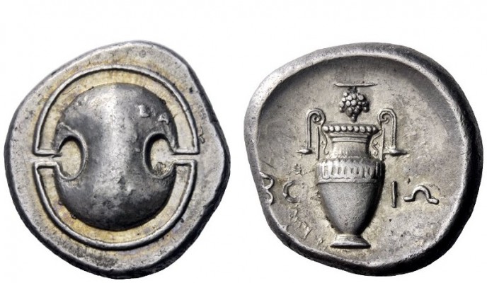 Greek Coins 
 Boeotia, Boeotian League, Federal coinage 
 Stater, Thebes (?) 3...