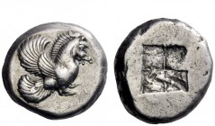 Greek Coins 
 Lampsacus 
 Didrachm circa 500-450, AR 6.96 g. Forepart of Pegasus prancing r. Rev. Quadripartite incuse square with irregular surface...