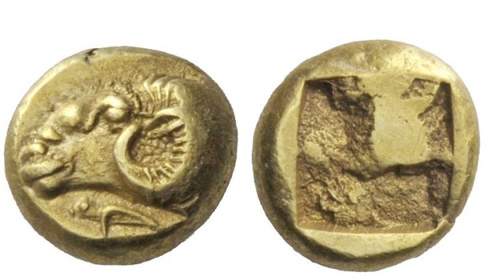 Greek Coins 
 Phocaea 
 Hecte circa 480, EL 2.56 g. Ram’s head l.; beneath, se...