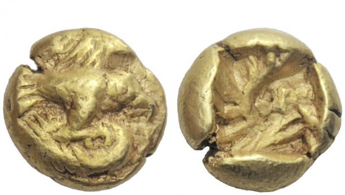 Greek Coins 
 Samos (?) 
 Hecte circa 575, EL 2.85 g. Side view of eagle flyin...