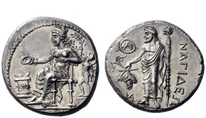 Greek Coins 
 Cilicia, Nagidus 
 Stater circa 380-360, AR 10.77 g. Aphrodite, ...