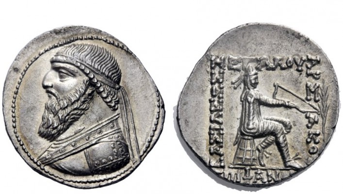 Greek Coins 
 Mithradates II, 121 – 91 
 Tetradrachm, Seleucia circa 120/19-10...