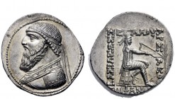 Greek Coins 
 Mithradates II, 121 – 91 
 Tetradrachm, Seleucia circa 120/19-109, AR 15.83 g. Diademed bust l. Rev. ΒΑΣΙΛΕΩΣ – ΜEΓΑΛΟΥ – ΑΡΣ – ΑΚΟΥ A...